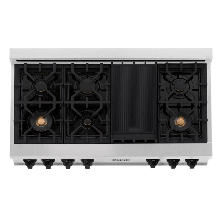 ZLINE Autograph Edition Legacy Gas Rangetops in Satin Stainless Steel with Matte Black Accents