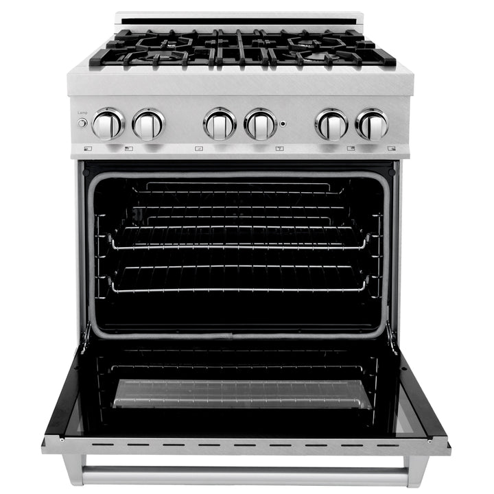 ZLINE 30" 4.0 cu. ft. Gas Burner, Electric Oven with Griddle in DuraSnow® Stainless Steel, RAS-SN-GR-30