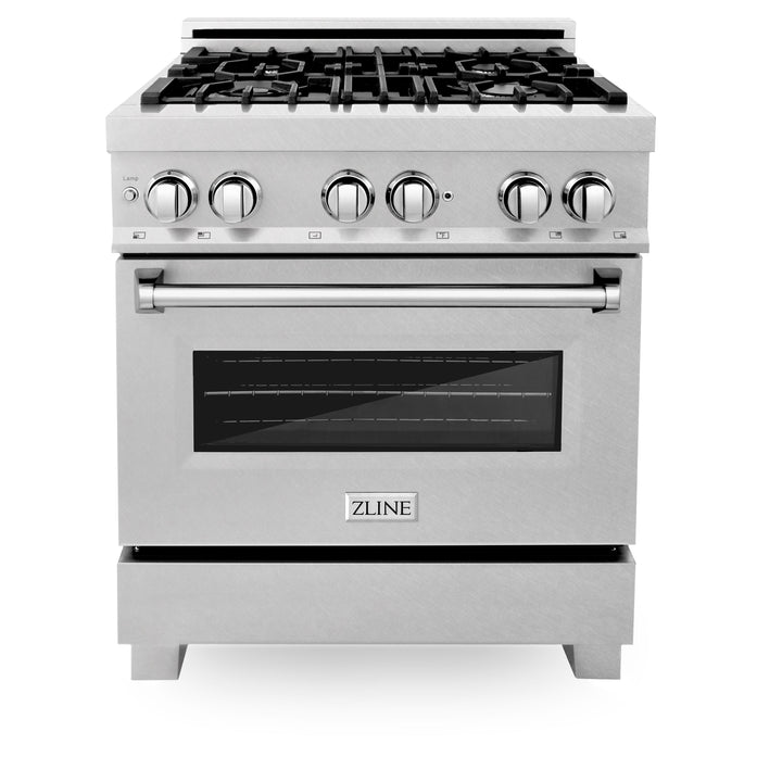 ZLINE 30" 4.0 cu. ft. Gas Burner, Electric Oven with Griddle in DuraSnow® Stainless Steel, RAS-SN-GR-30