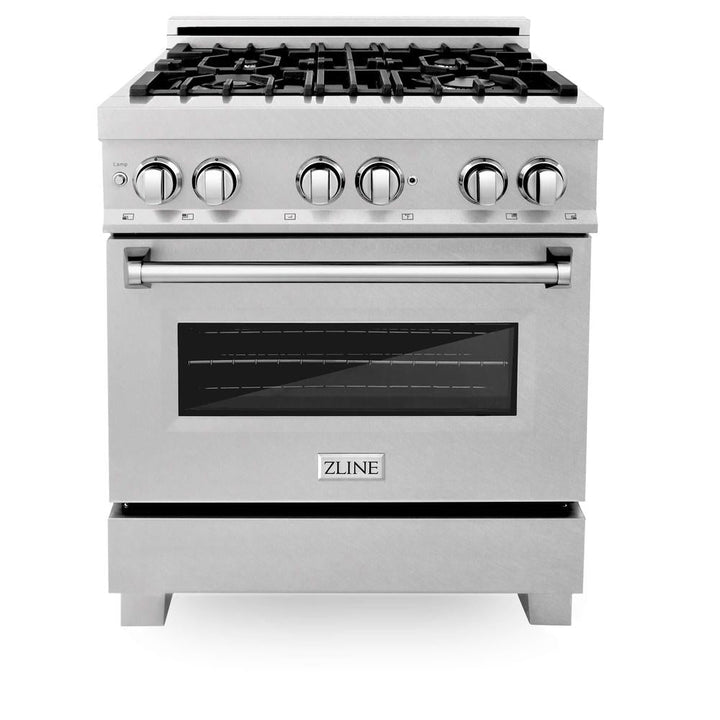 ZLINE 30 in. Kitchen Package with Satin Stainless Steel Dual Fuel Range and Convertible Vent Range Hood (2KP-RASSNRH30)