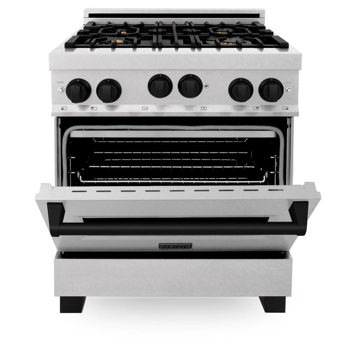 ZLINE 30" Range Gas Stove Oven DuraSnow® Stainless Steel Matte Black