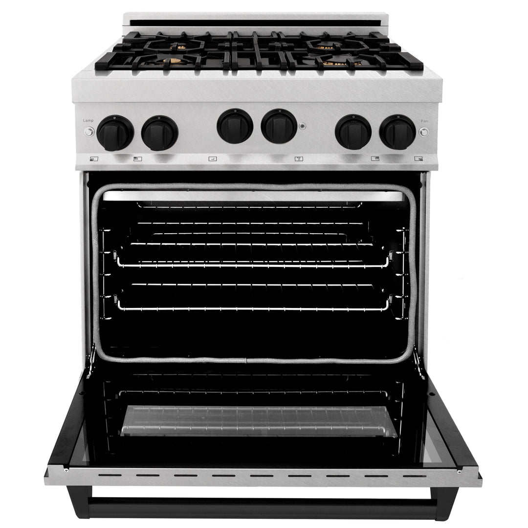 ZLINE 30" Range Gas Stove Oven DuraSnow® Stainless Steel Matte Black