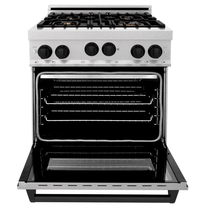 ZLINE 30" Range Gas Stove Oven DuraSnow® Stainless Steel Matte Black