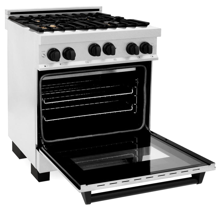 ZLINE 30" Range Gas Stove Oven DuraSnow® Stainless Steel Matte Black