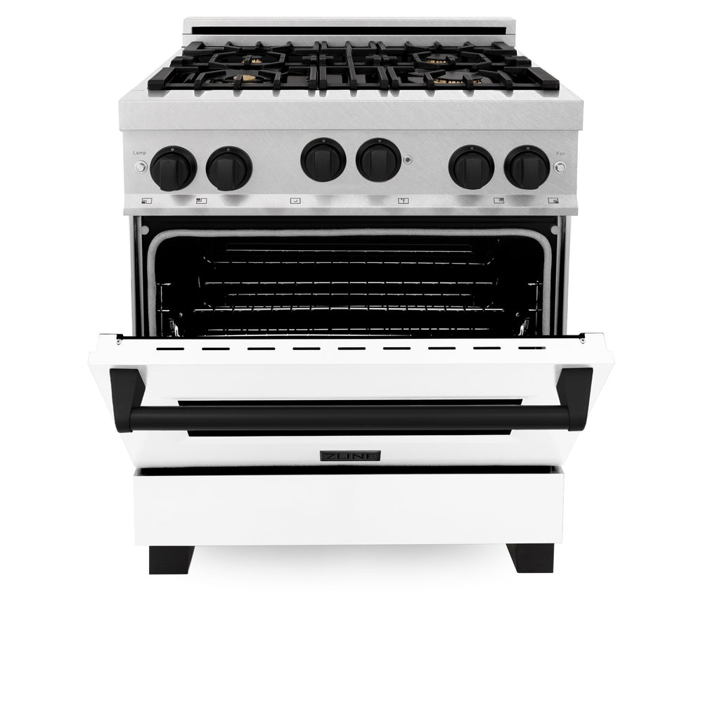ZLINE 30" Range Gas Stove Oven DuraSnow® Stainless Steel Matte Black