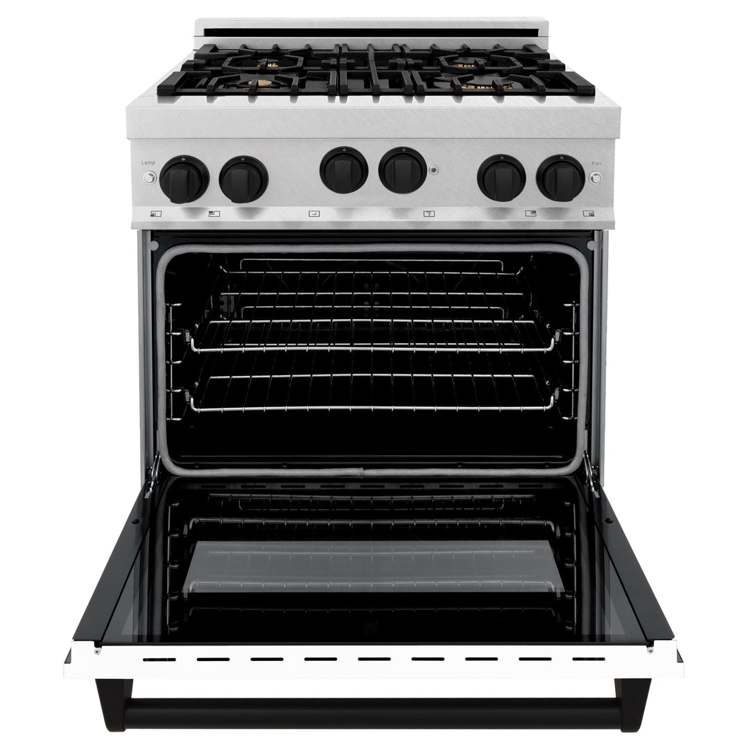 ZLINE 30" Range Gas Stove Oven DuraSnow® Stainless Steel Matte Black