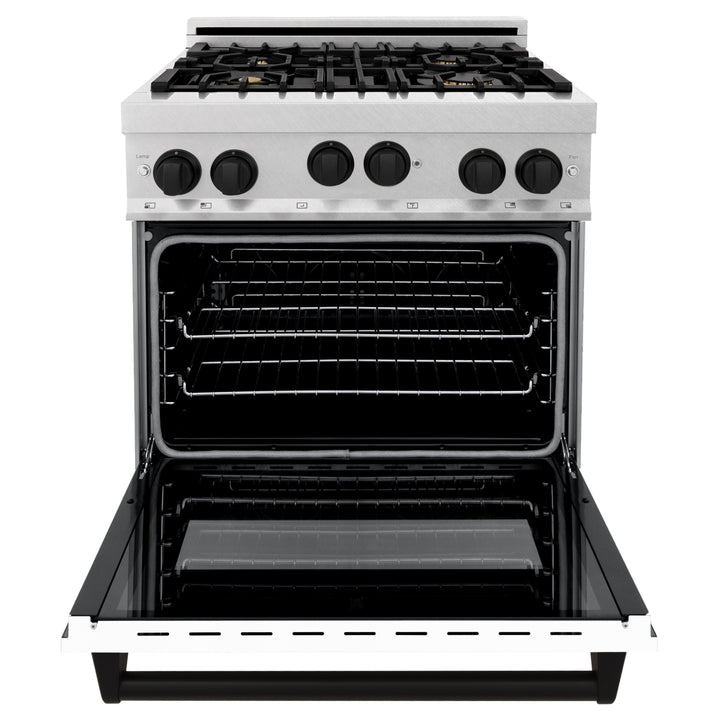 ZLINE 30" Range Gas Stove Oven DuraSnow® Stainless Steel Matte Black