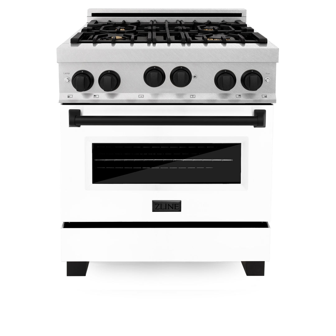 ZLINE 30" Range Gas Stove Oven DuraSnow® Stainless Steel Matte Black