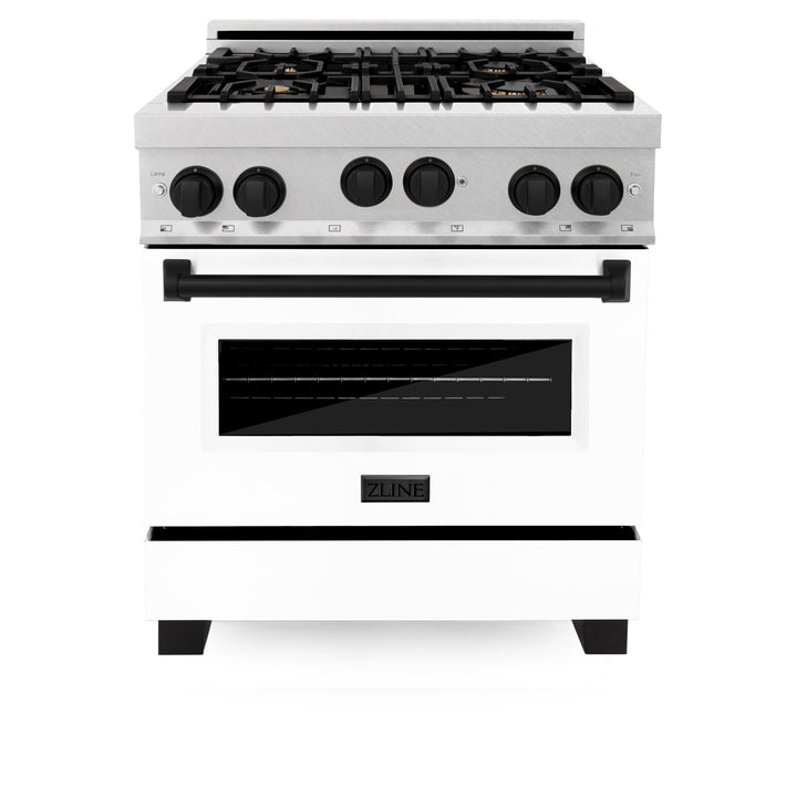 ZLINE 30" Range Gas Stove Oven DuraSnow® Stainless Steel Matte Black