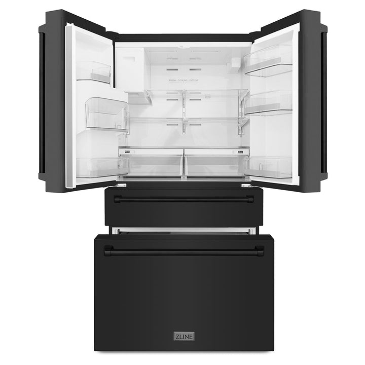 ZLINE 36 in. 21.6 cu. ft. Counter-Depth French Door Refrigerator with Water and Ice Dispenser in Fingerprint-Resistant Black Stainless Steel, Open Box-Good Condition