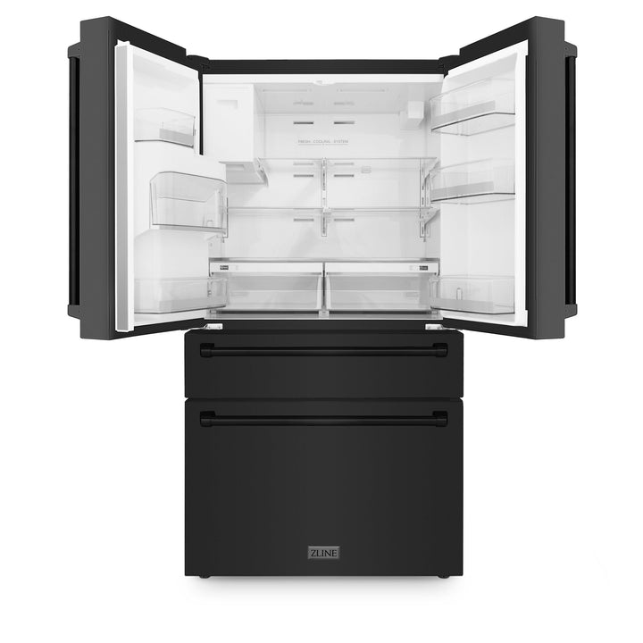 ZLINE  21.6 cu.ft.  Counter-Depth French Door Refrigerator with Water and Ice Dispenser in Fingerprint-Resistant Black Stainless Steel