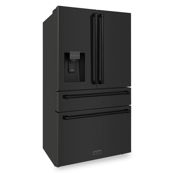 ZLINE  21.6 cu.ft.  Counter-Depth French Door Refrigerator with Water and Ice Dispenser in Fingerprint-Resistant Black Stainless Steel