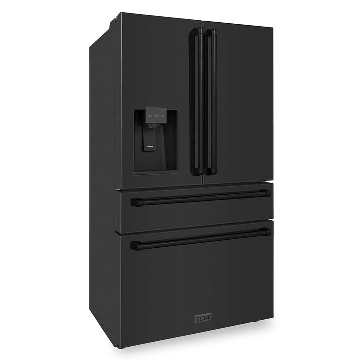 ZLINE 36 in. 21.6 cu. ft. Counter-Depth French Door Refrigerator with Water and Ice Dispenser in Fingerprint-Resistant Black Stainless Steel, Open Box-Good Condition