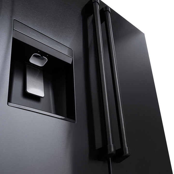 ZLINE 36 in. 28.9 cu. ft. Standard-Depth French Door External Water Dispenser Refrigerator with Dual Ice Maker in Fingerprint-Resistant Black Stainless Steel, Open Box-Excellent Condition