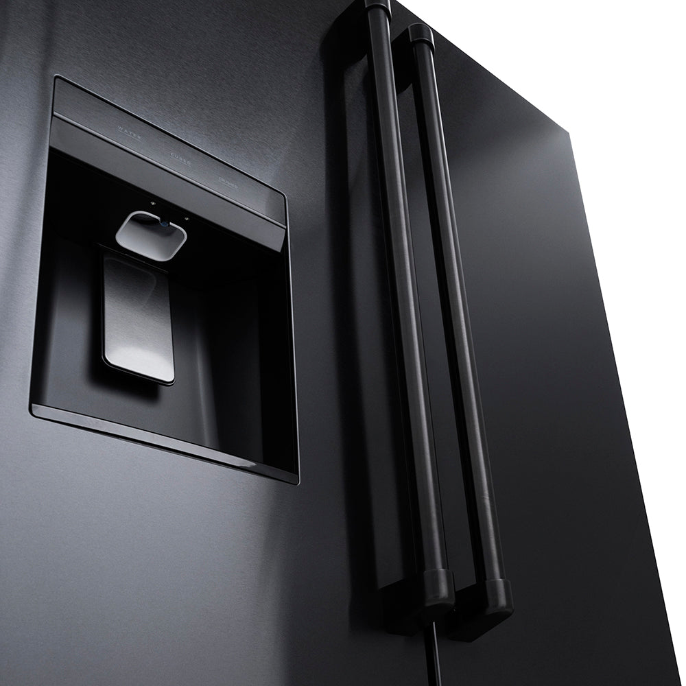 ZLINE 36 in. 28.9 cu. ft. Standard-Depth French Door External Water Dispenser Refrigerator with Dual Ice Maker in Fingerprint-Resistant Black Stainless Steel, Open Box-Good Condition