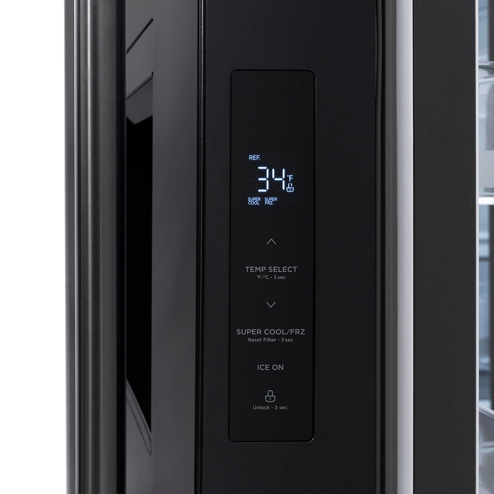 ZLINE 36 in. 28.9 cu. ft. Standard-Depth French Door External Water Dispenser Refrigerator with Dual Ice Maker in Fingerprint-Resistant Black Stainless Steel, Open Box-Excellent Condition