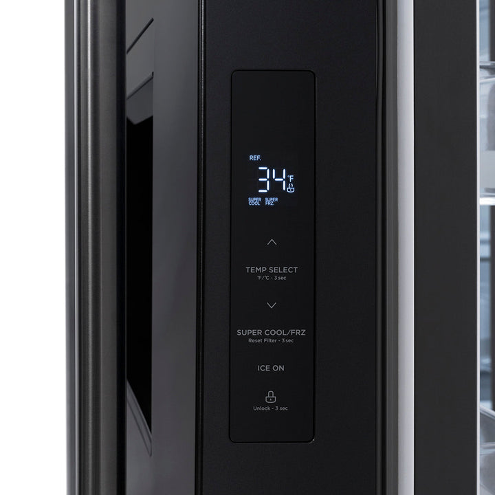 ZLINE 36 in. 28.9 cu. ft. Standard-Depth French Door External Water Dispenser Refrigerator with Dual Ice Maker in Fingerprint-Resistant Black Stainless Steel, Open Box-Excellent Condition