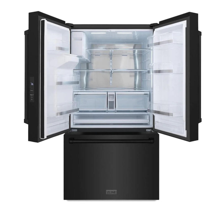 ZLINE 28.9 cu.ft. Standard-Depth French Door External Water Dispenser Refrigerator with Dual Ice Maker in Fingerprint-Resistant Black Stainless Steel