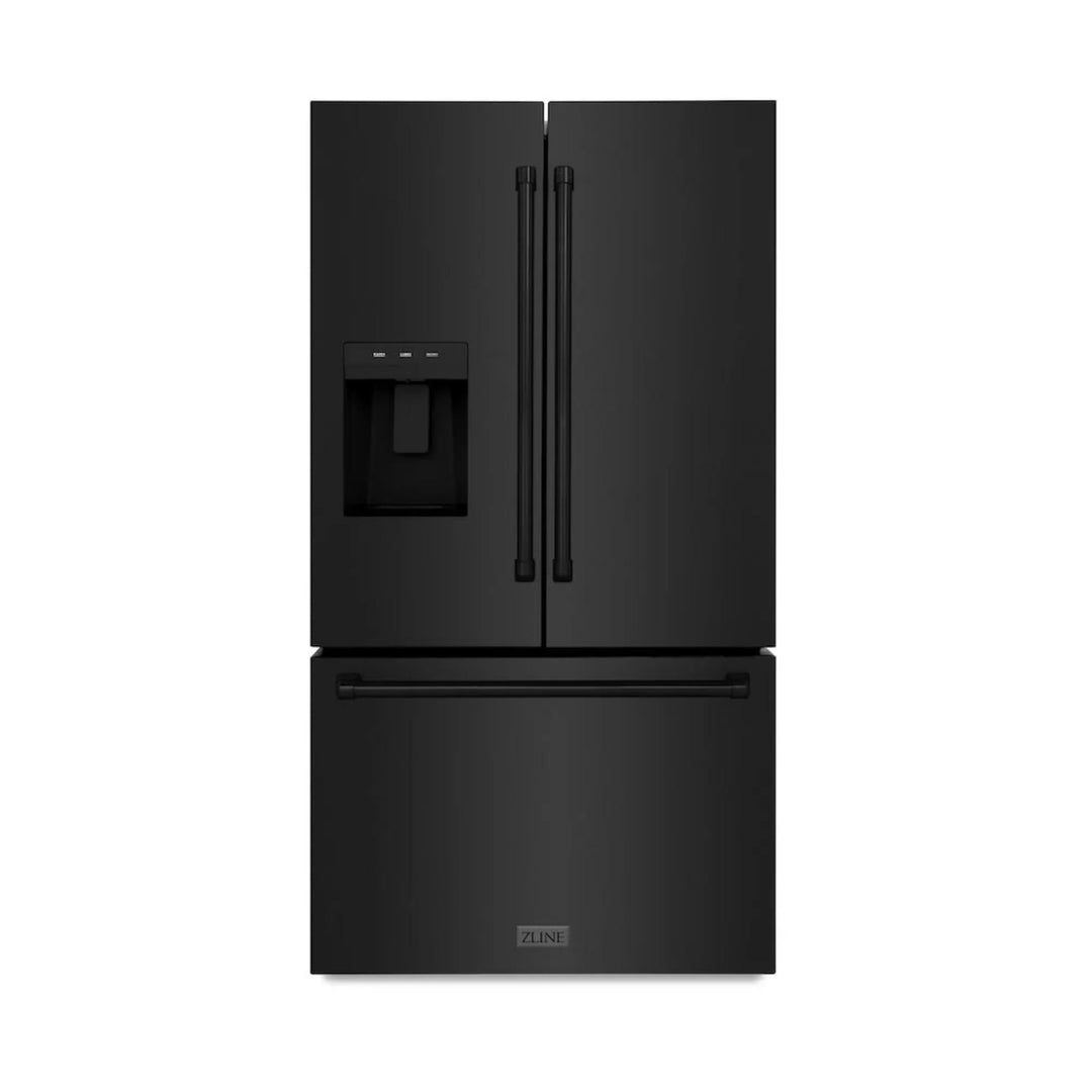 ZLINE 28.9 cu.ft. Standard-Depth French Door External Water Dispenser Refrigerator with Dual Ice Maker in Fingerprint-Resistant Black Stainless Steel