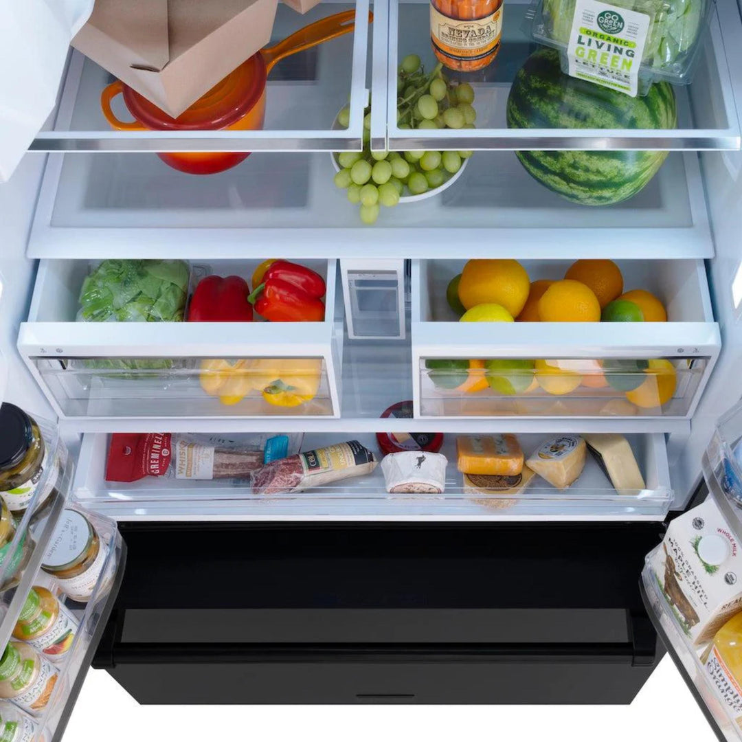 ZLINE 28.9 cu.ft. Standard-Depth French Door External Water Dispenser Refrigerator with Dual Ice Maker in Fingerprint-Resistant Black Stainless Steel