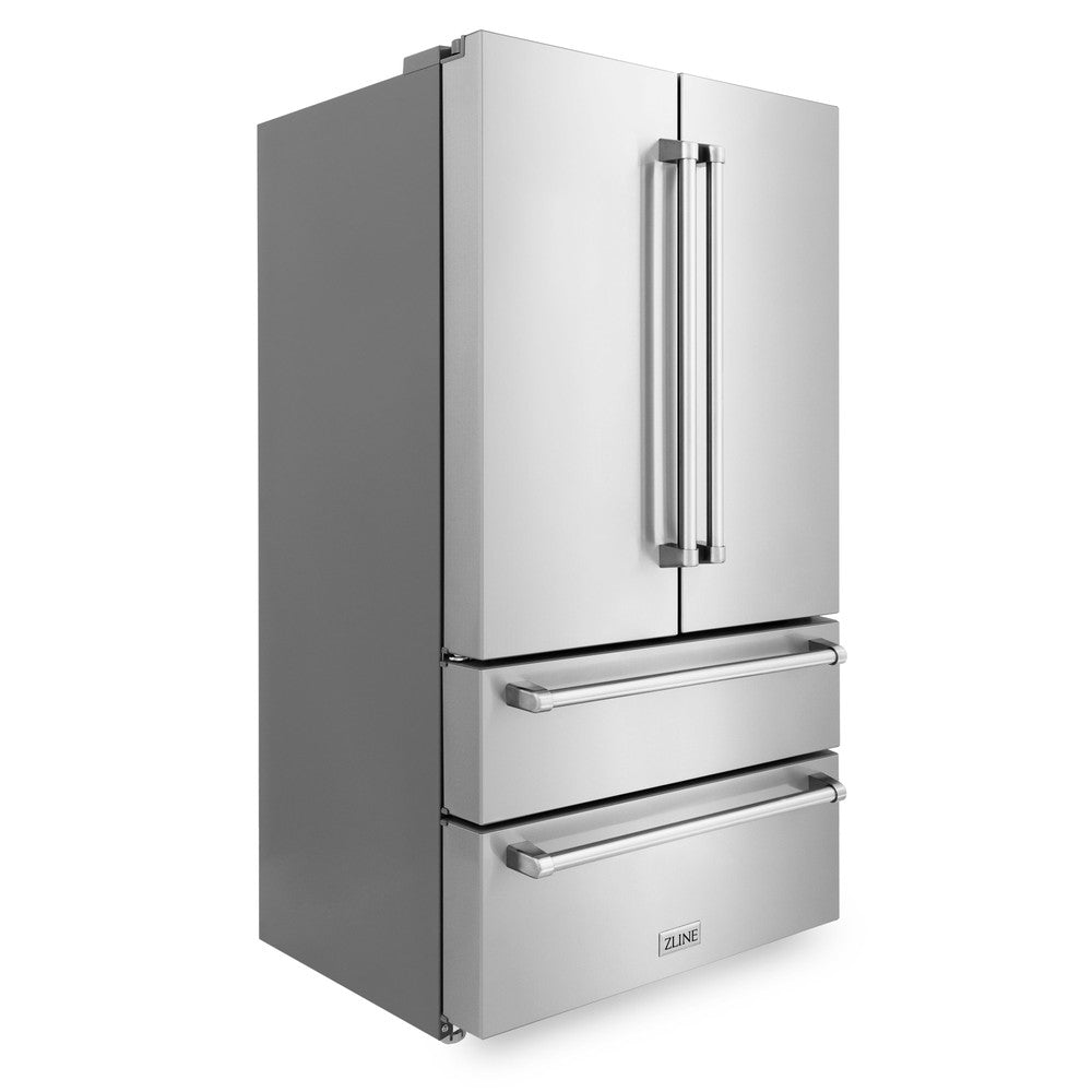 ZLINE 36" 22.5 cu. ft 4-Door French Door Refrigerator with Ice Maker in Fingerprint Resistant Stainless Steel, RFM-36