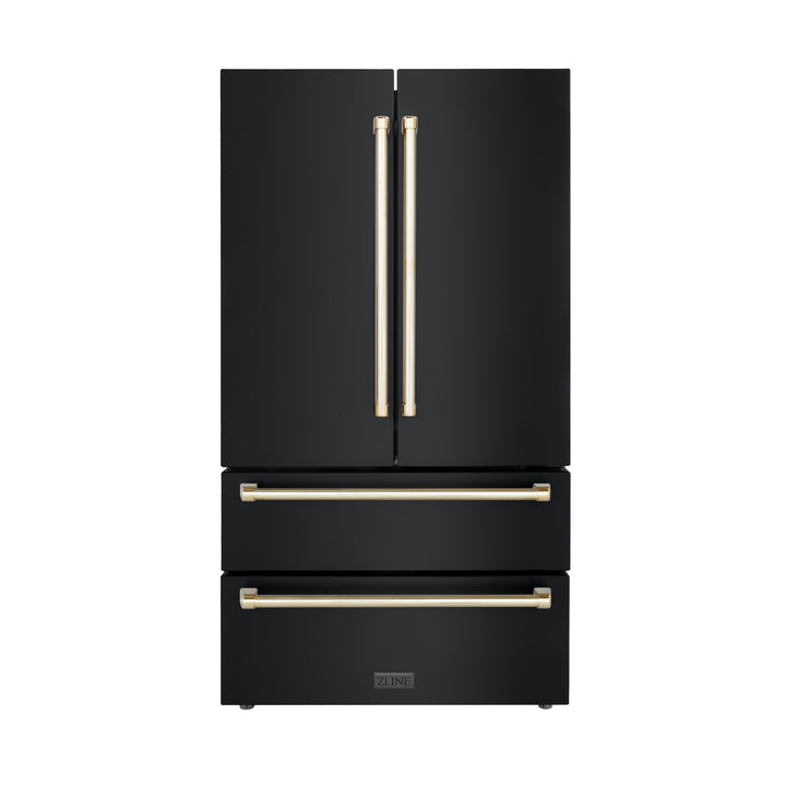 ZLINE 36” Champange Bronze Accents French Door Rerfrigerator