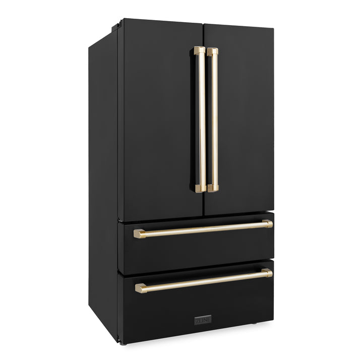 ZLINE 36” Champange Bronze Accents French Door Rerfrigerator
