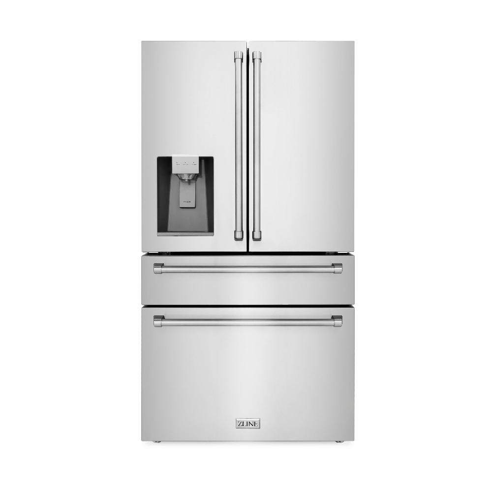 ZLINE 36 in. 21.6 cu. ft. Counter - Depth French Door Refrigerator with Water and Ice Dispenser in Fingerprint - Resistant Stainless Steel