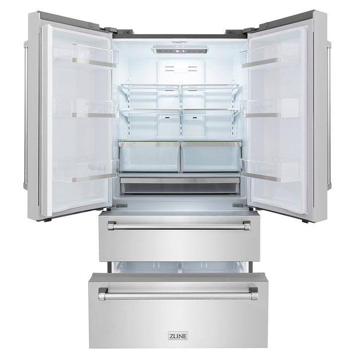 ZLINE 36 in. 22.5 cu. ft. Counter-Depth French Door Refrigerator with Ice Maker in Fingerprint-Resistant Stainless Steel, Open Box-Excellent Condition