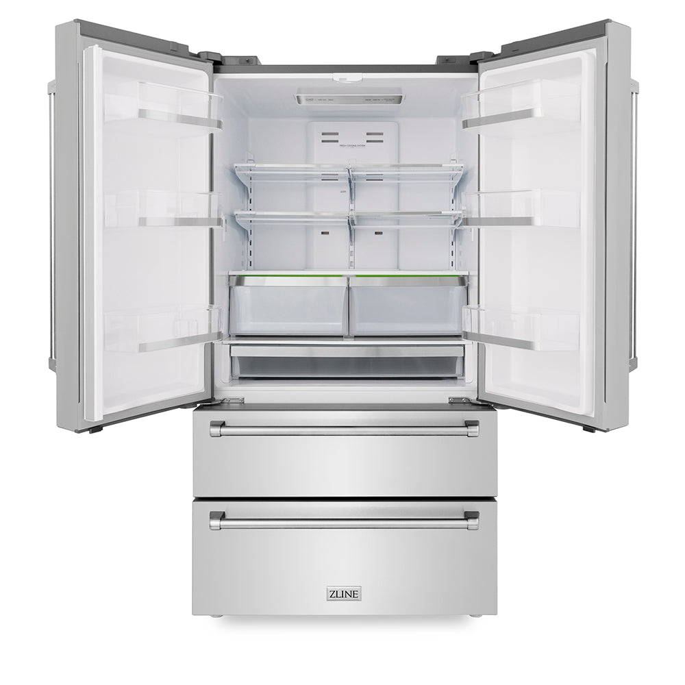 ZLINE 36 in. 22.5 cu. ft. Counter-Depth French Door Refrigerator with Ice Maker in Fingerprint-Resistant Stainless Steel, Open Box-Excellent Condition