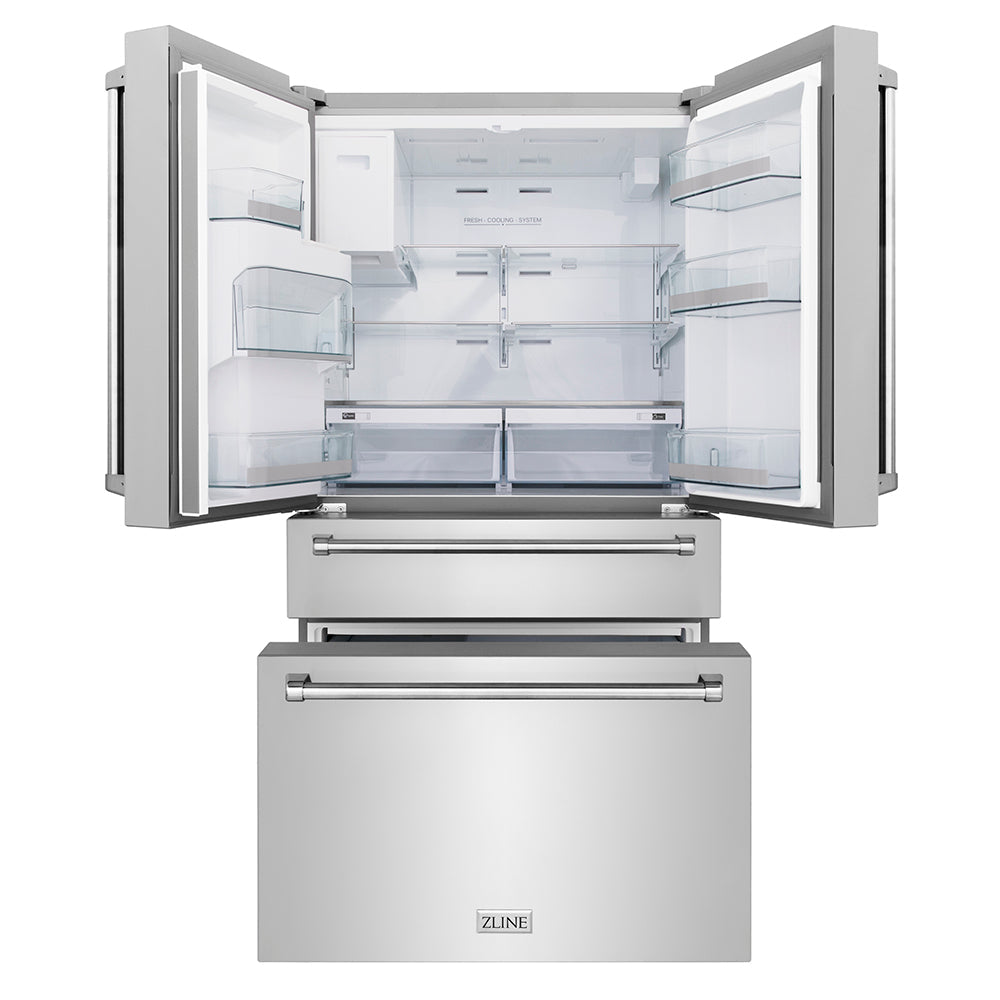 ZLINE 36 in. 21.6 cu. ft. Counter-Depth French Door Refrigerator with Water and Ice Dispenser in Fingerprint-Resistant Stainless Steel, Open Box-Excellent Condition