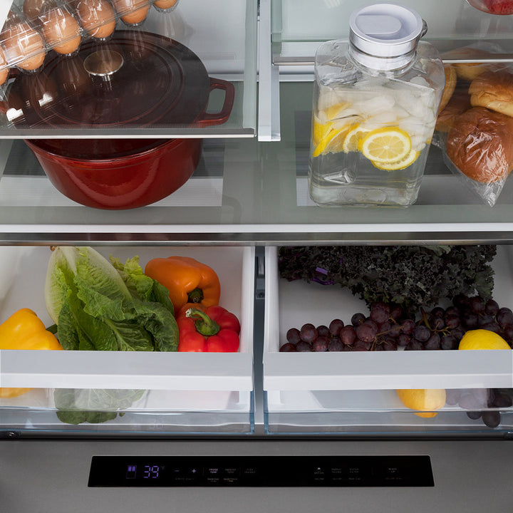 ZLINE 36 in. 21.6 cu. ft. Counter-Depth French Door Refrigerator with Water and Ice Dispenser in Fingerprint-Resistant Stainless Steel, Open Box-Good Condition