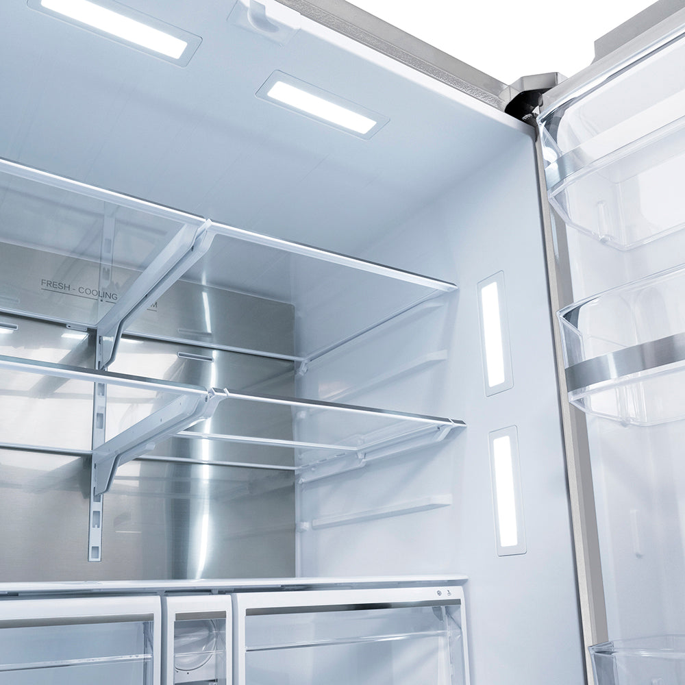 ZLINE 36 in. 28.9 cu. ft. Standard-Depth French Door External Water Dispenser Refrigerator with Dual Ice Maker in Fingerprint-Resistant Stainless Steel, Open Box-Excellent Condition