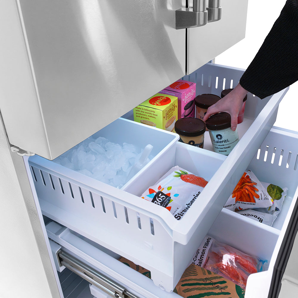ZLINE 36 in. 28.9 cu. ft. Standard-Depth French Door External Water Dispenser Refrigerator with Dual Ice Maker in Fingerprint-Resistant Stainless Steel, Open Box-Good Condition