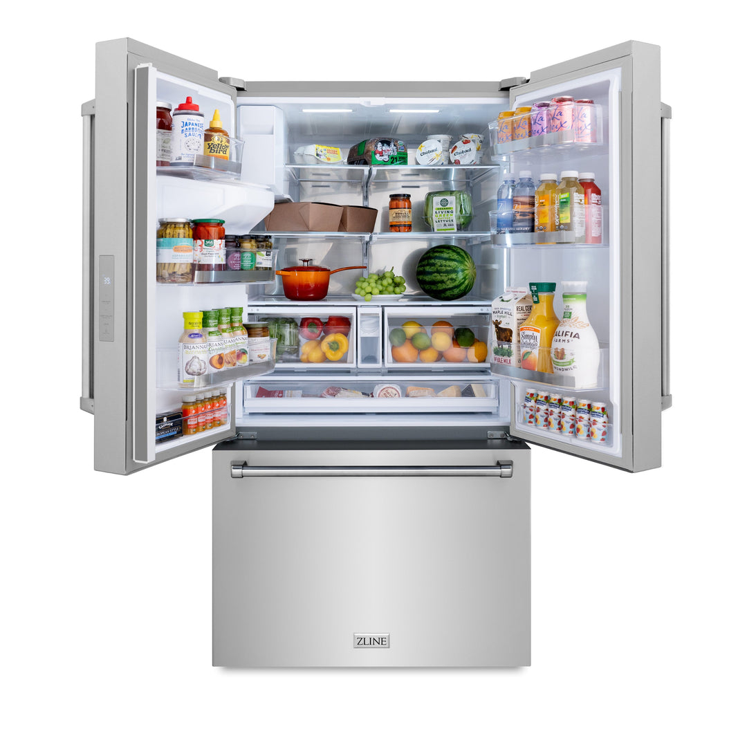 ZLINE 28.9 cu.ft. Standard-Depth French Door External Water Dispenser Refrigerator with Dual Ice Maker in Fingerprint-Resistant Stainless Steel