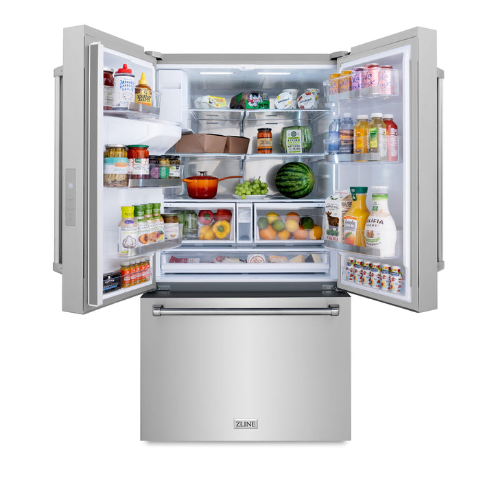 ZLINE 28.9 cu.ft. Standard-Depth French Door External Water Dispenser Refrigerator with Dual Ice Maker in Fingerprint-Resistant Stainless Steel