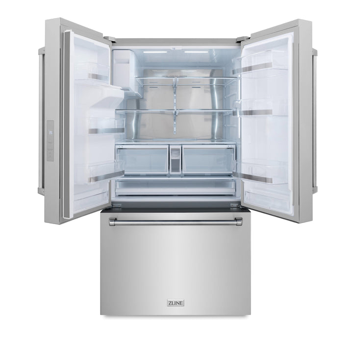 ZLINE 28.9 cu.ft. Standard-Depth French Door External Water Dispenser Refrigerator with Dual Ice Maker in Fingerprint-Resistant Stainless Steel
