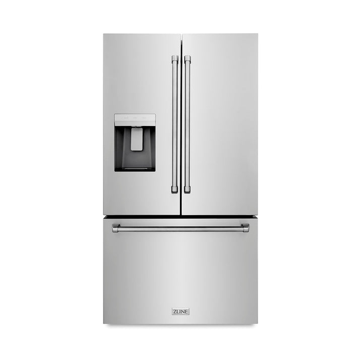 ZLINE 36 in. 28.9 cu. ft. Standard-Depth French Door External Water Dispenser Refrigerator with Dual Ice Maker in Fingerprint-Resistant Stainless Steel, Open Box-Excellent Condition
