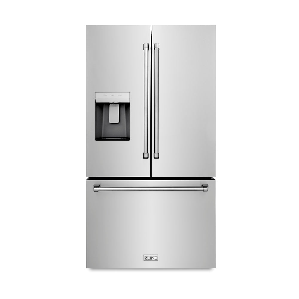 ZLINE 36 in. 28.9 cu. ft. Standard-Depth French Door External Water Dispenser Refrigerator with Dual Ice Maker in Fingerprint-Resistant Stainless Steel, Open Box-Excellent Condition
