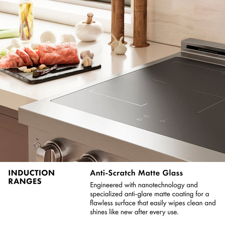 ZLINE Autograph Edition 24 in. 3.2 cu. ft. Paramount Induction Range with 3 Element Cooktop and Electric Convection Oven in Satin Stainless Steel with White Matte Door and Matte Black Accents (SINRSZ-WM-24-MB)