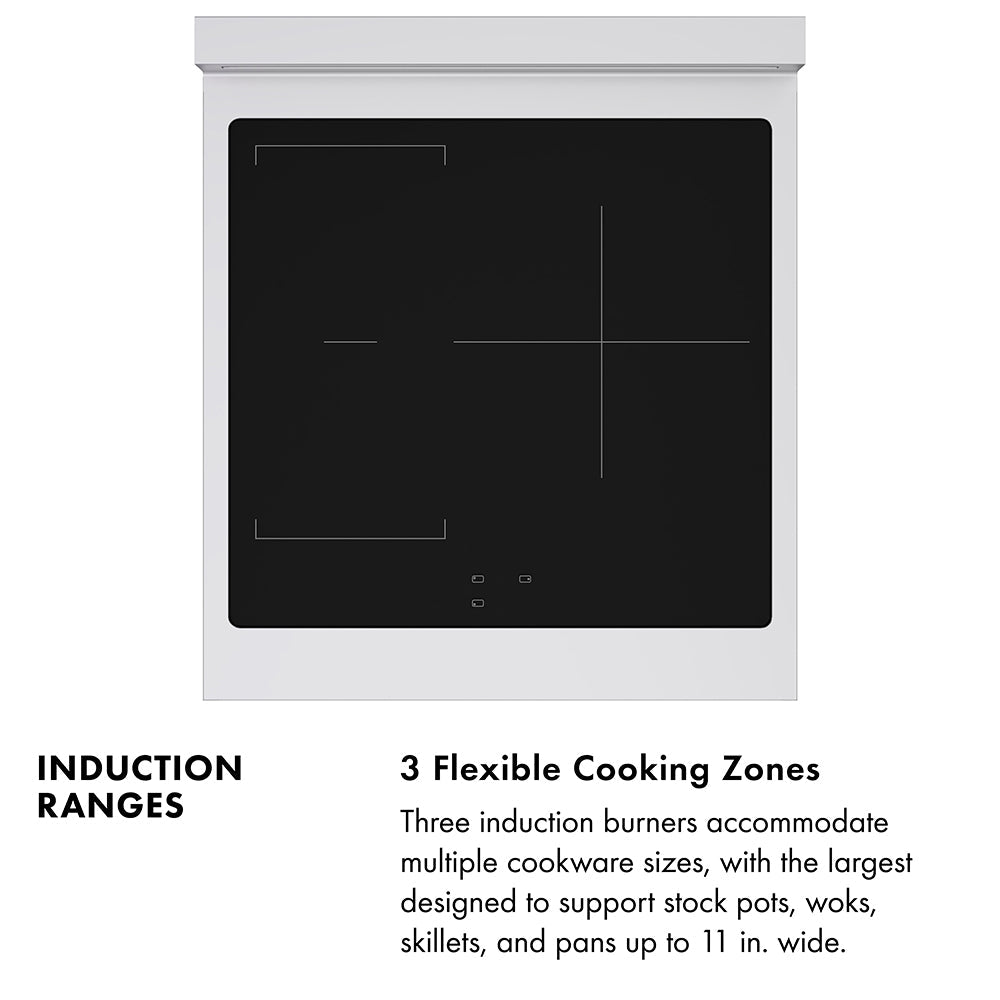 ZLINE Autograph Edition 24 in. 3.2 cu. ft. Paramount Induction Range with 3 Element Cooktop and Electric Convection Oven in Satin Stainless Steel with Polished Gold Accents (SINRSZ-24-G)