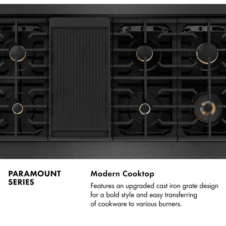 ZLINE 48 in. 6.7 cu. ft. Paramount Double Oven Dual Fuel Range in Black Satin Stainless Steel with 8 Brass Burners (SDRBS-BR-48)