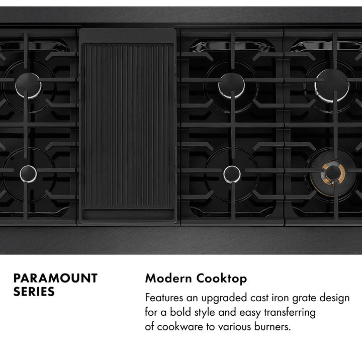 ZLINE 48 in. 6.7 cu. ft. Paramount Double Oven Dual Fuel Range with 8 Burner Gas Cooktop in Black Satin Stainless Steel, Open Box-Excellent Condition