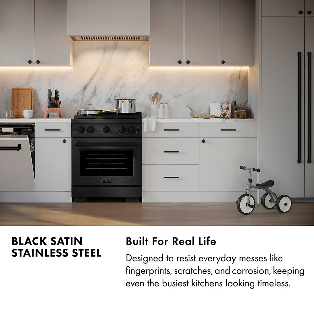 ZLINE 48 in. 6.7 cu. ft. Paramount Double Oven Gas Range in Black Satin Stainless Steel with 8 Brass Burners (SGRBS-BR-48)