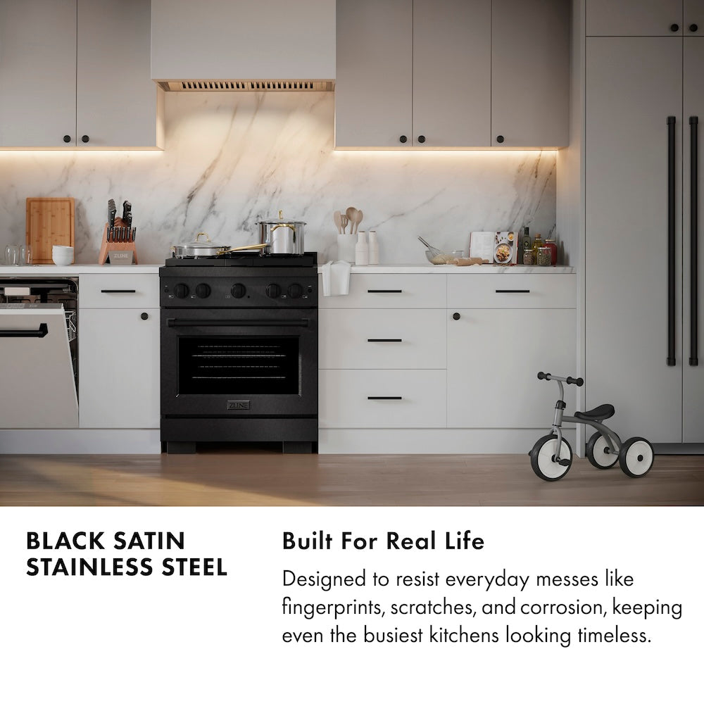 ZLINE 36 in. 5.2 cu. ft. Paramount Dual Fuel Range with 6 Burner DuoPro™ Cooktop and Electric Convection Oven in Black Satin Stainless Steel, Open Box-Excellent Condition