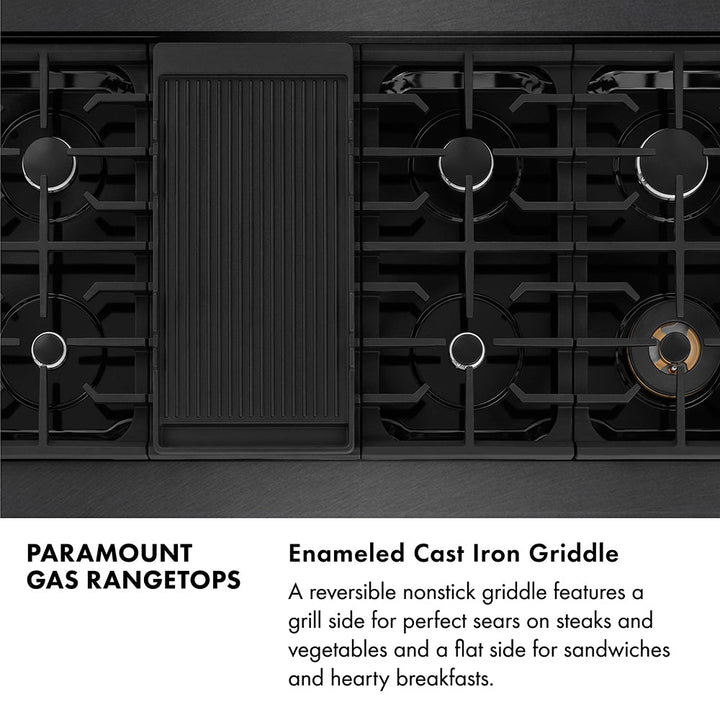 ZLINE 48 in. Paramount Gas Rangetop with 8 Burners and Porcelain Cooktop in Black Satin Stainless Steel (SRTBS-48)