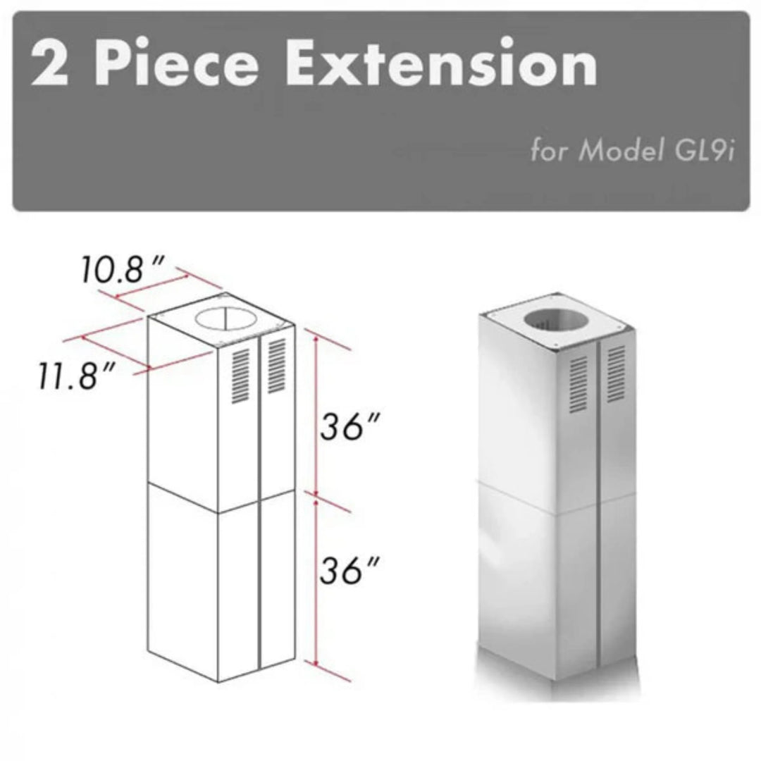 ZLINE 2-Piece 36" Chimney Extensions for GL9i Island Range Hood