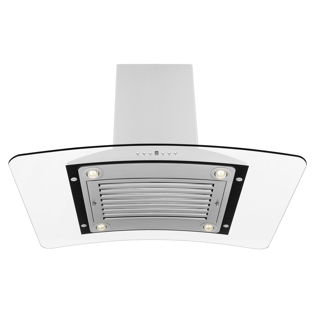 ZLINE 36" Convertible Vent Island Mount Range Hood in Stainless Steel &amp; Glass (GL9i-36)