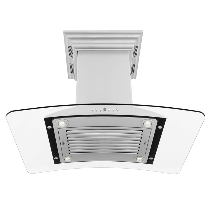 ZLINE 30" CrownSound Island Mount Range Hood in Stainless Steel with Built-in Speakers, GL9iCRN-BT-30