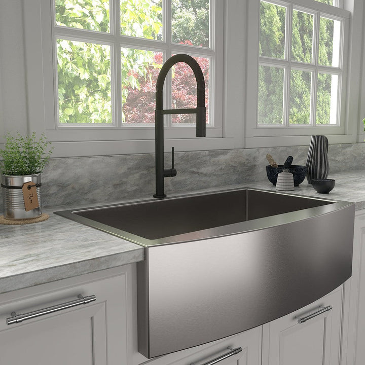 ZLINE Autograph Edition Incline Pull Down Single Handle Kitchen Faucet in Matte Black (INC-KF-MB)